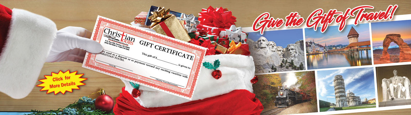 Christian Tours Gift Certificates!